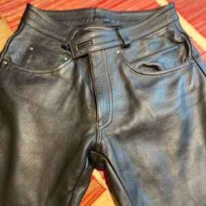 XAVIA Black Leather Riding Pants